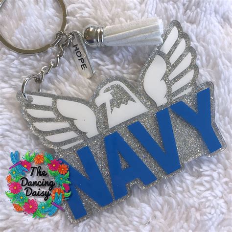 Navy Acrylic Key Chain Blank Moxie Vinyls