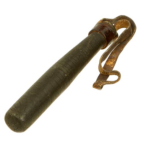 Original British Wwi Ringed Leather Lead Filled Trench Raiding Club Tr