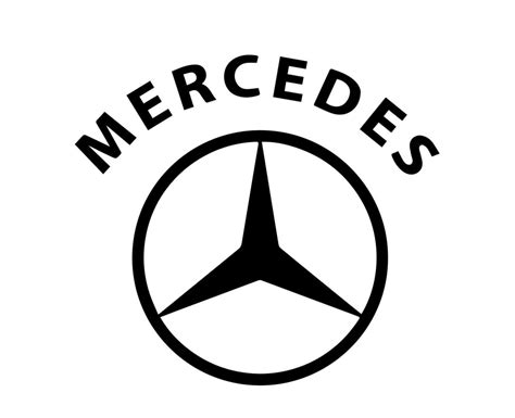 Mercedes Brand Logo Symbol With Name Black Design German Car Automobile