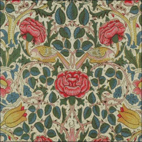 William Morris Cross Stitch Pattern Bird And Rose Pdf Instant