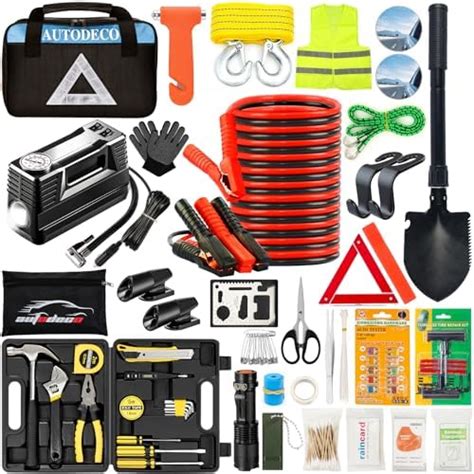 Amazon AUTODECO 105 PCS Roadside Car Emergency Assistance Kit With