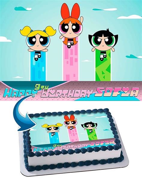 Cakecery The Powerpuff Girls Edible Cake Image Topper Personalized