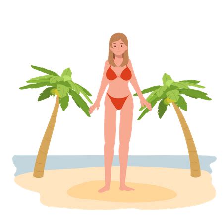 Premium Bikini Girl On The Beach Illustration Pack From People