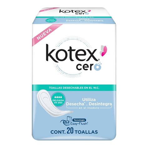 Toallas Femeninas Kotex Cero Desechales En El W C Delgadas Sin Alas 20