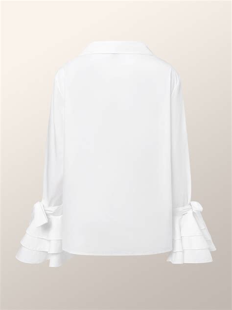 Long Sleeve Elegant Regular Fit Shirt Collar White Blouse Stylewe