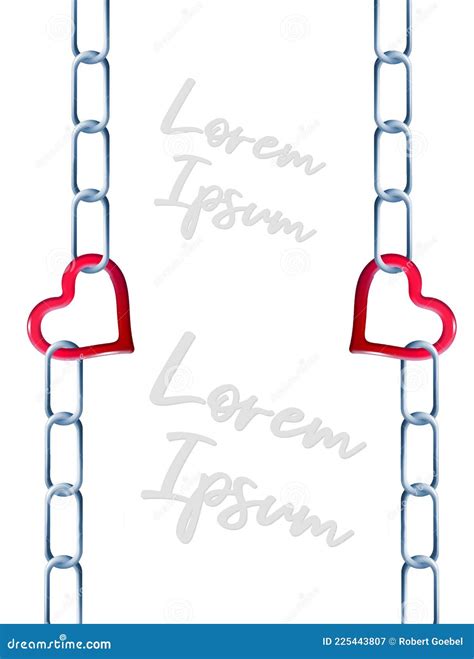 Steel Chain Is Linked Together By A Red Heart Shaped Link In This 3 D