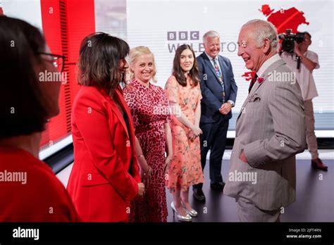 The Prince Of Wales Members Of The Wales Today Including Meteorologist Derek Brockway During A