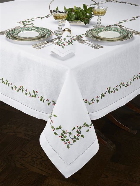 Christmas Holly Table Collection Fine Table Linens Schweitzer Linen