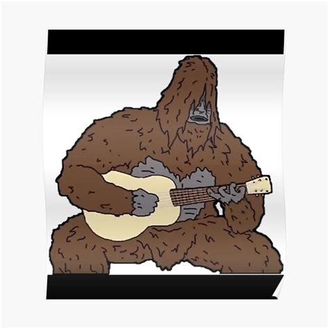 Sassy The Sasquatch Playing Guitar Sticker Poster For Sale By Sherlinewb Redbubble