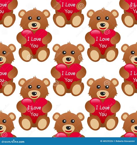 I Love You Teddy Bear Seamless Pattern Stock Vector Image 48529326