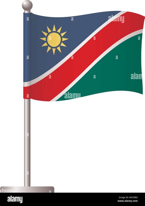 Namibia Flag On Pole Metal Flagpole National Flag Of Namibia Vector