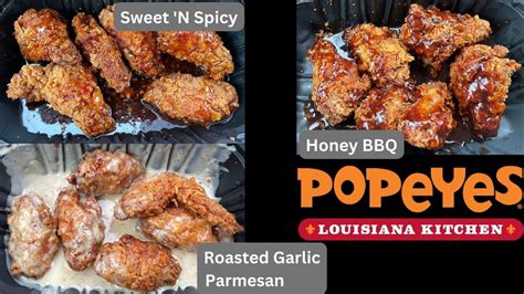 Popeyes Sweet ‘n Spicy Honey Bbq And Roasted Garlic Parmesan Wings Review Youtube