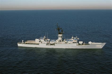 Aerial Starboard Beam View Of The Frigate Uss Lang Ff Underway