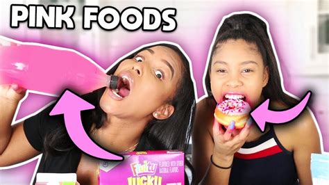 We Only Ate Pink Foods For 24 Hours Challenge Youtube