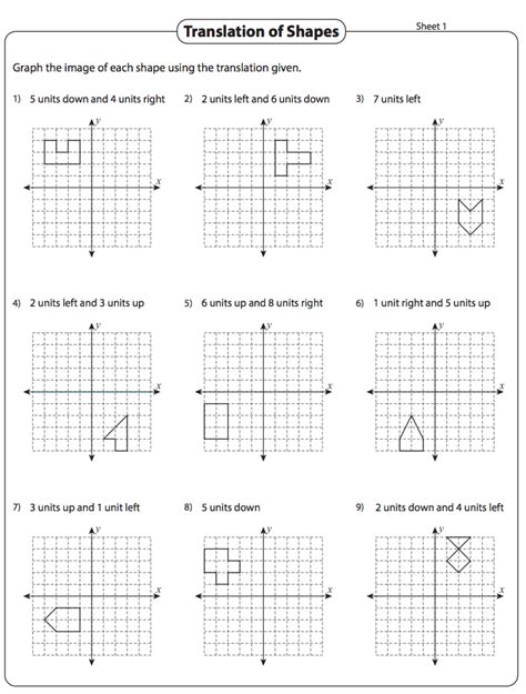 Translating Shapes Worksheets