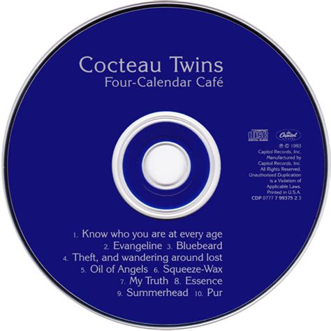 Cocteau Twins Four Calendar Caf Cd Deform M Zik