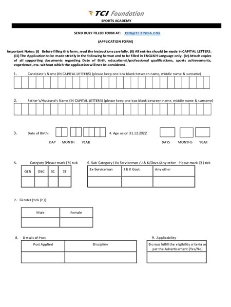 Fillable Online SPORTS ACADEMY SEND DULY FILLED FORM AT Fax Email Print