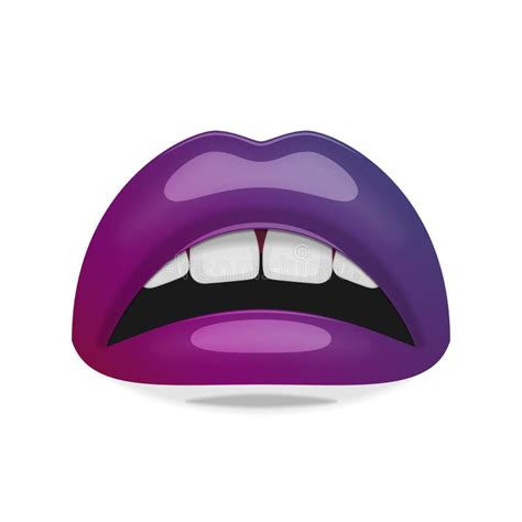 Open Mouth With White Teeth And Purple Lips Stock Vector Illustration