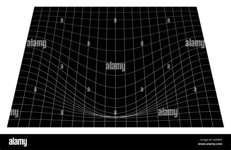 Bent Grid In Perspective 3d Mesh With Convex Distortion Stock Vector