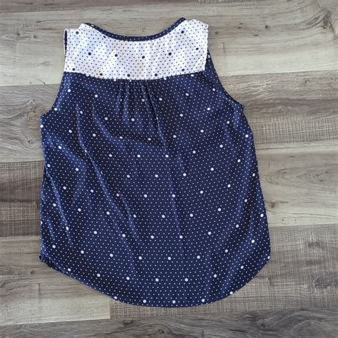 Hawthorn Tops Hawthorn Medium White And Blue Polka Dot Tank