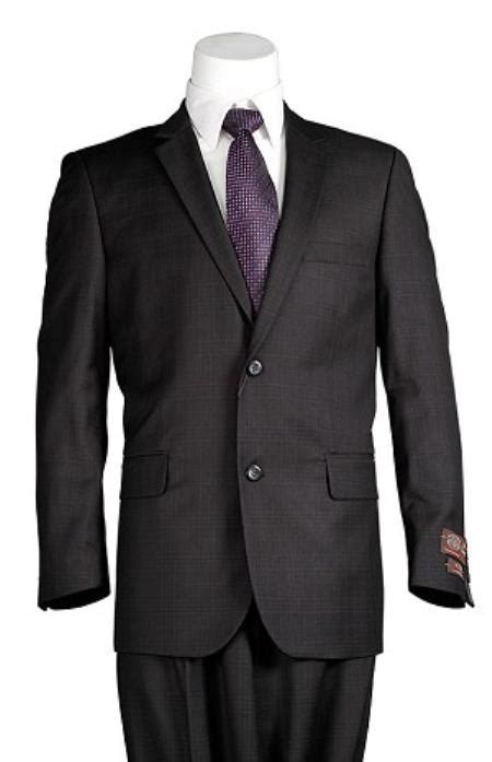 Vitali Black Windowpane 2 Button Mens Slim Cut Suit