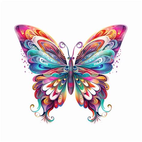 Premium AI Image Brightly Colored Butterfly With Swirls And Bubbles