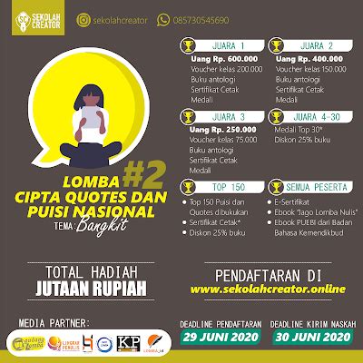 PANDUAN Lomba Cipta Puisi Dan Quote Tema Bangkit Sekolah Creator