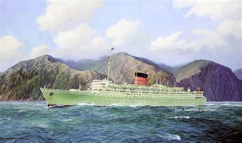 Rms Caronia Painted By Stephen Card Built By John Brown For Cunard