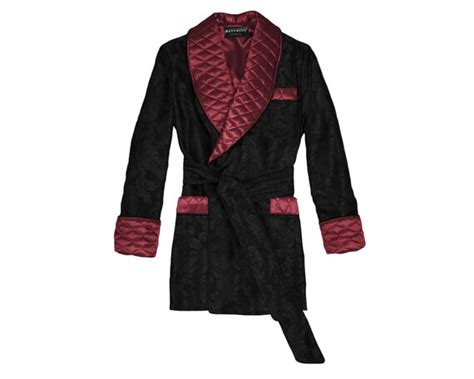 Mens Silk Dressing Gown Quilted Collar Vintage Gentleman Robe Victorian