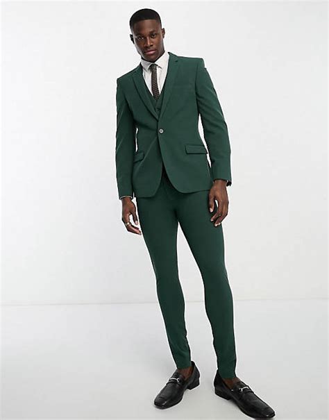 Asos Design Super Skinny Suit In Forest Green Asos