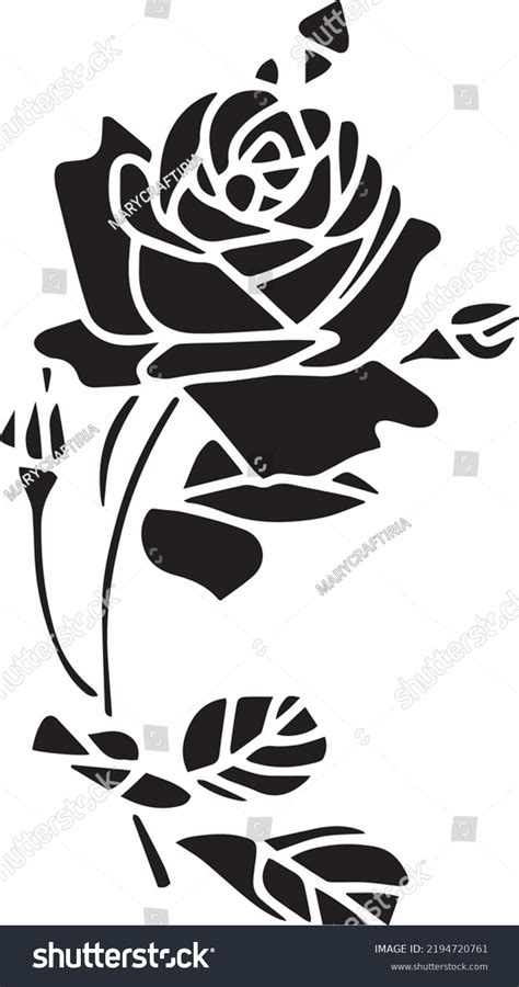 Roses Vector Stencil Black White Stock Vector (Royalty Free) 2194720761 ...