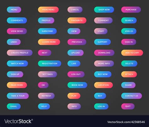 Web Buttons Collection Ui Buttons Royalty Free Vector Image