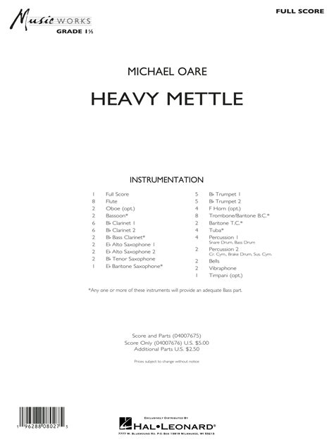 Heavy Mettle By Michael Oare Sheet Music For Concert Band At Sheet