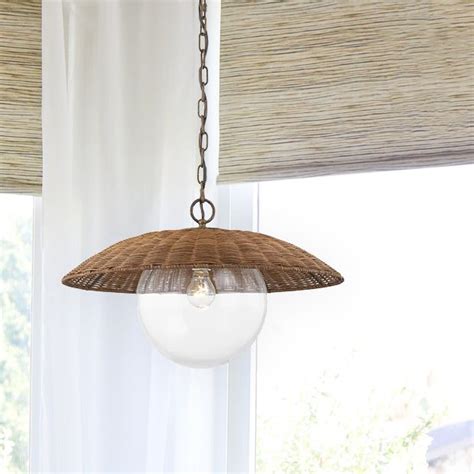 Glass Globe Pendant Light With Rattan Antique Farmhouse