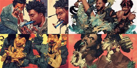 Killmonger Smoking Weed By Sachin Teng Karol Bak Stable Diffusion