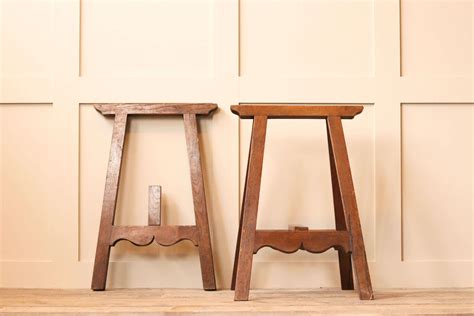 Very Fine Oak Coffin Stands In Antique Trestle Tables