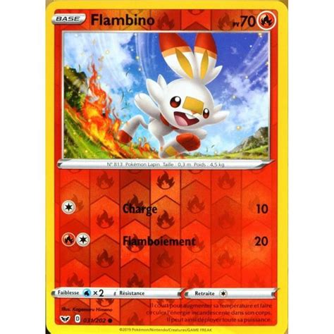 Carte Pok Mon Flambino Reverse Eb Ep E Et Bouclier Neuf