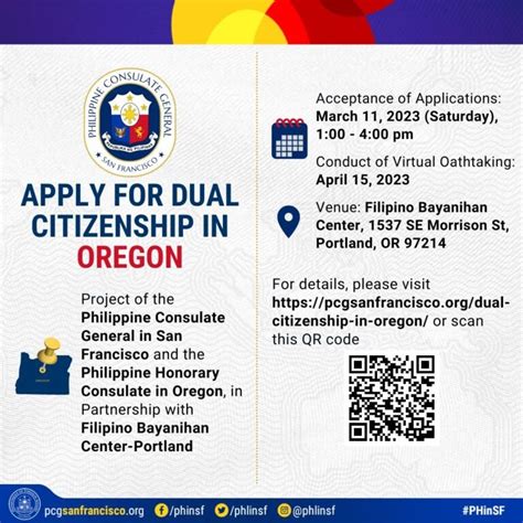 Apply For Dual Citizenship In Oregon Philippine Consulate General In San Francisco