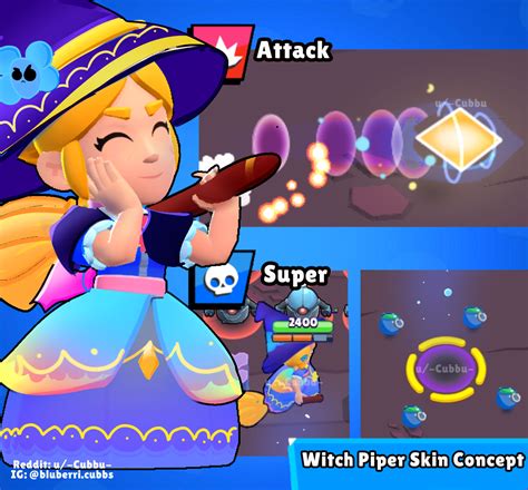 [Skin Idea] Witch Piper Skin Idea Concept : r/Brawlstars