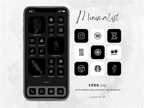 Minimalist iPhone App Icon Set, 1000 Icons With Bonus Minimalist and ...