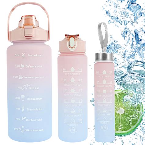 Pack Water Bottles Set With L Large Bottle Ml Portable Bottle And