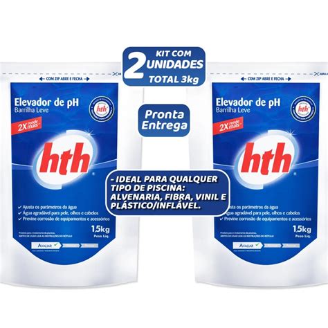 Kit Elevador De Ph Mais Barrilha Hth Para Piscinas Tratamento Gua