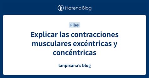 Explicar Las Contracciones Musculares Excéntricas Y Concéntricas Tanpixanas Blog