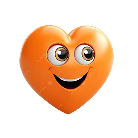 Happy Orange Heart Emoji White Background Copy, 3d, Clipart, Love PNG ...