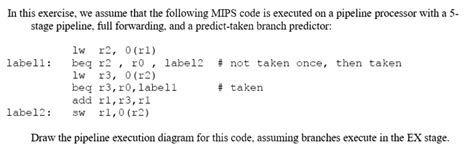 Solved In This Exercise We Assume That The Following Mips Code Is