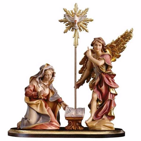 Annunciation Group On Pedestal Pieces Cm Inch Hand Painted