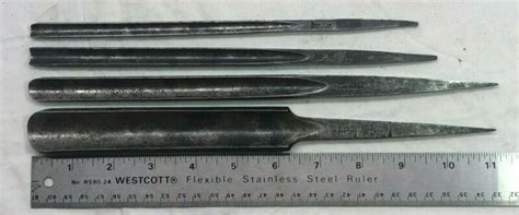 Set Of 4 Vintage W Butcher Gouge Lathe Chisel Gouges Tang Woodworking