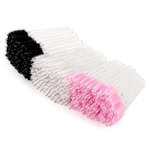 300 Pcs Disposable Black White Pink Spoolies Mascara Wand Eyelashes