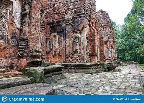 Ancient Buddhist Khmer Temple In Angkor Wat Cambodia Preah Ko Prasat