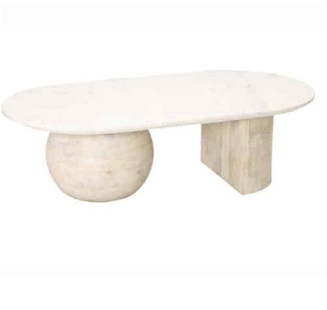 Table basse en marbre et bois de manguier massif L Annexe Déco